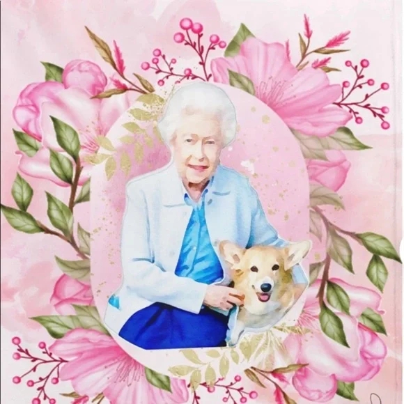 π Queen Elizabeth II art, queen memorial throw, wall art, floral gift, blanket - Picture 8 of 12